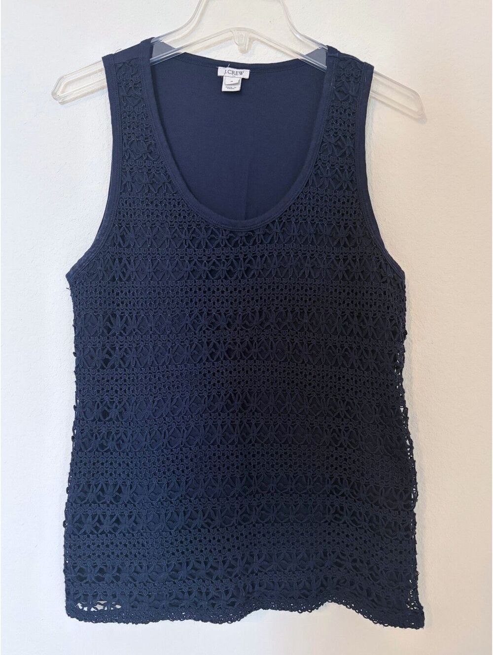 J.Crew Navy Blue Crochet Sleeveless Tank Top Size Medium